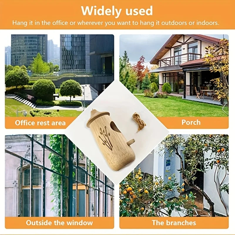 Wooden Hummingbird House - Decorative Hanging Bird Nest for Outdoor Gardens