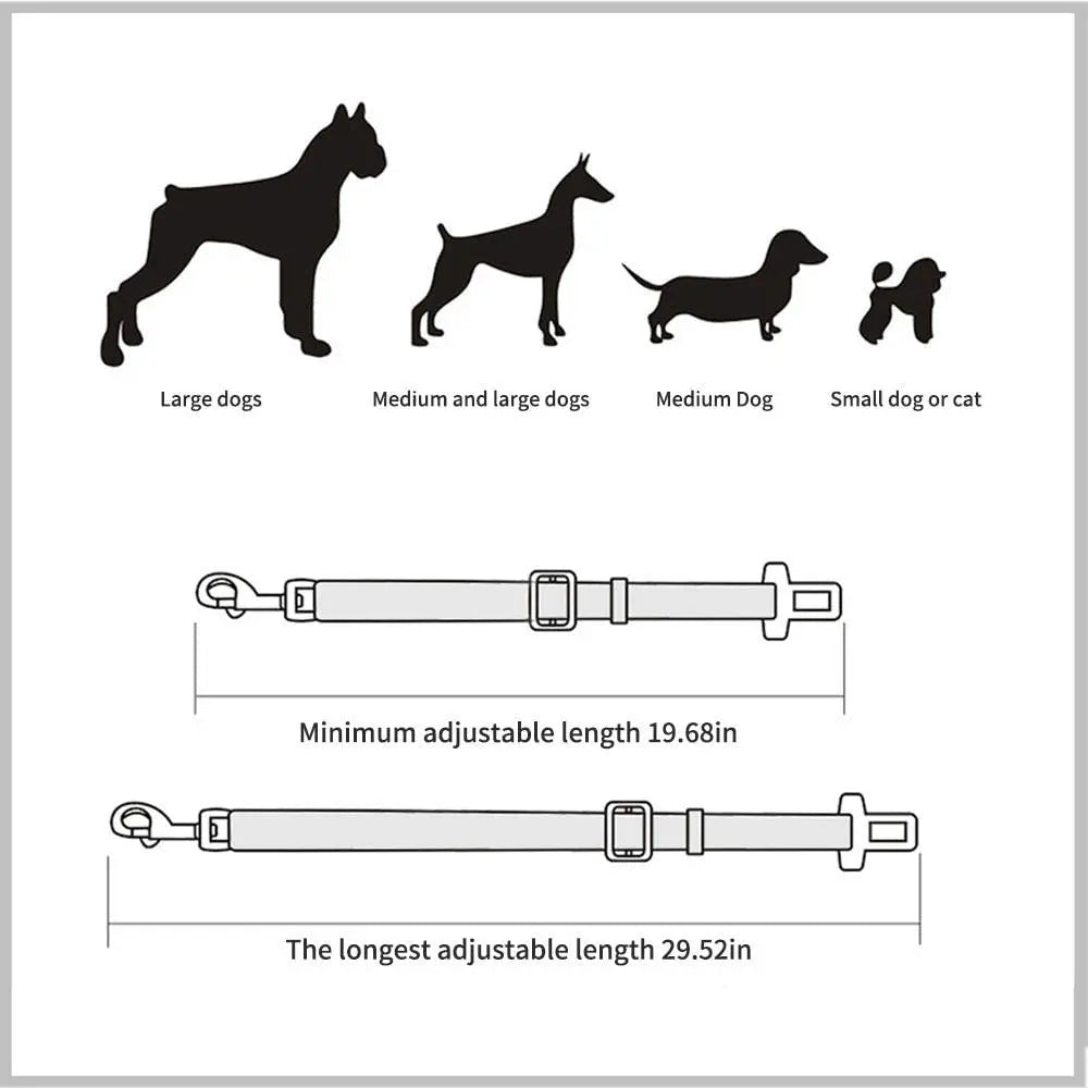 Adjustable Pet Car Seat Belt - Safety Lead Clip for Dogs & Cats