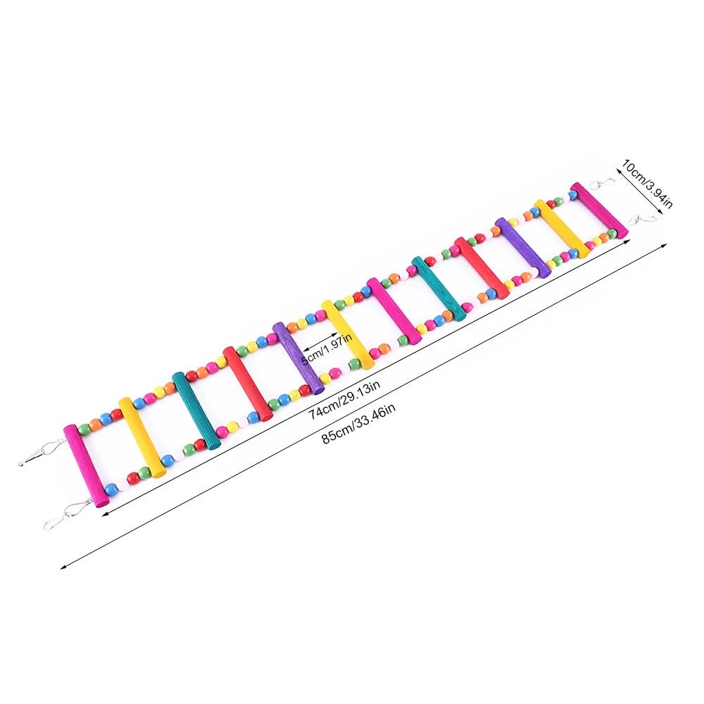 Colorful Bird Ladder Bridge - 12-Step Hanging Climbing Toy for Parrots