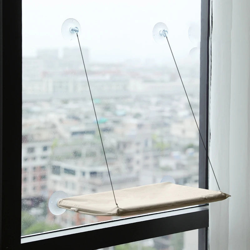 Window Cat Hammock Bed - Washable Suction Shelf Seat for Lounging Cats