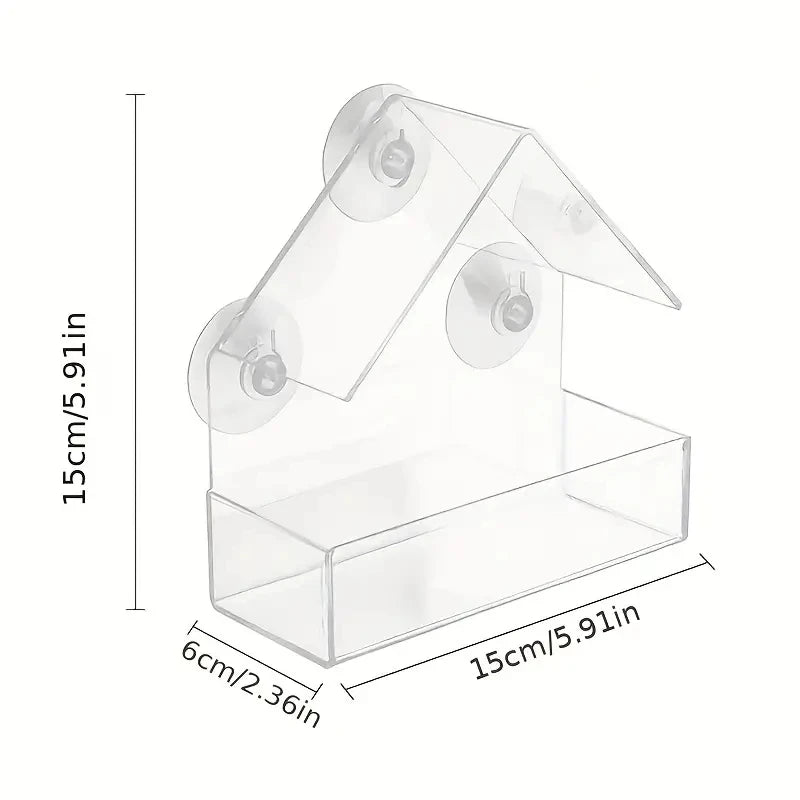 Clear Window Bird Feeder House - Acrylic Outdoor Hanging Feeder