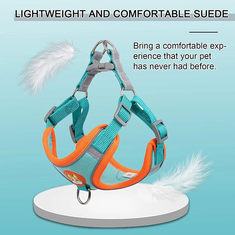 Reflective Step-In Dog Harness Set - Soft Adjustable Vest for Puppies & Small Dogs