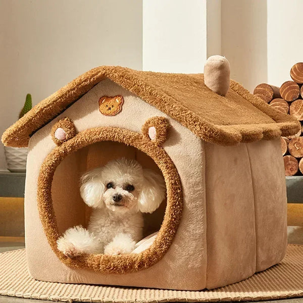 Foldable Pet Cave Bed - Warm House Kennel for Small & Medium Dogs and Cats