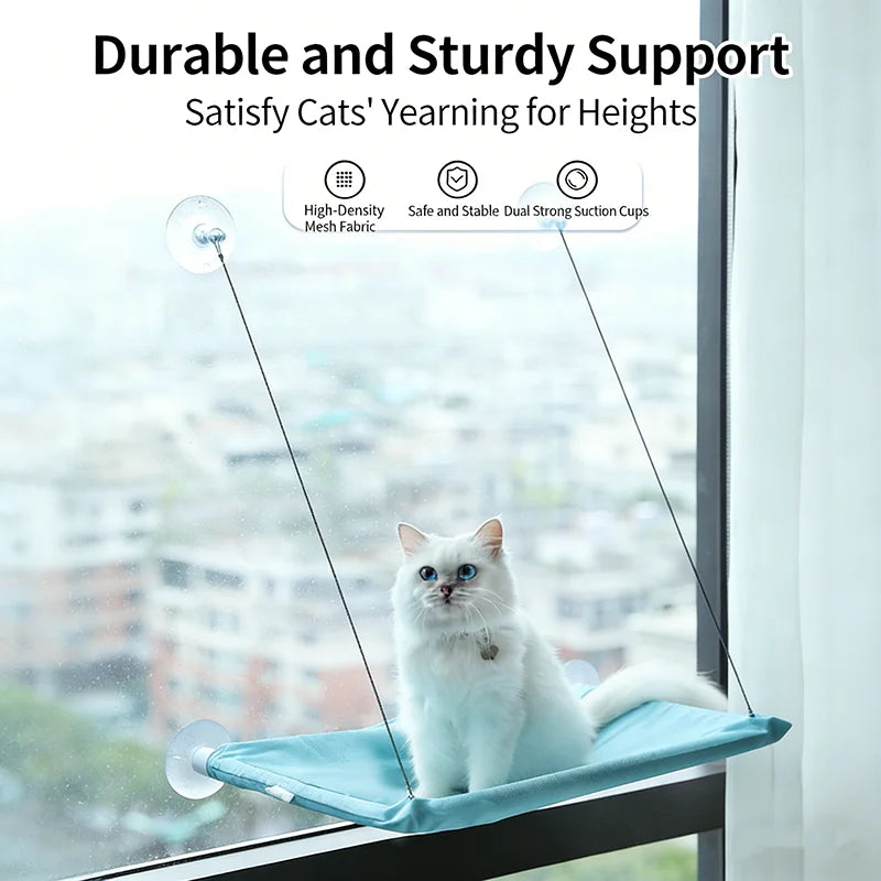 Window Cat Hammock Bed - Washable Suction Shelf Seat for Lounging Cats