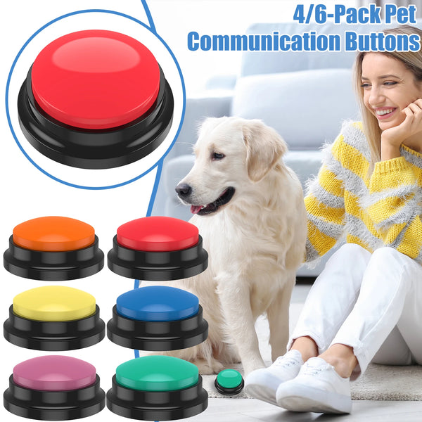Recordable Dog Training Buttons Set - Interactive Talking Buzzers with Light