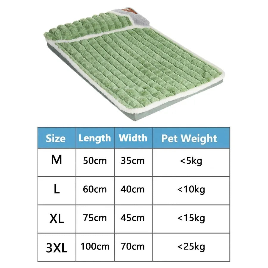 Supportive Pet Bed Mat - Detachable Neck-Support Cushion for Indoor Comfort