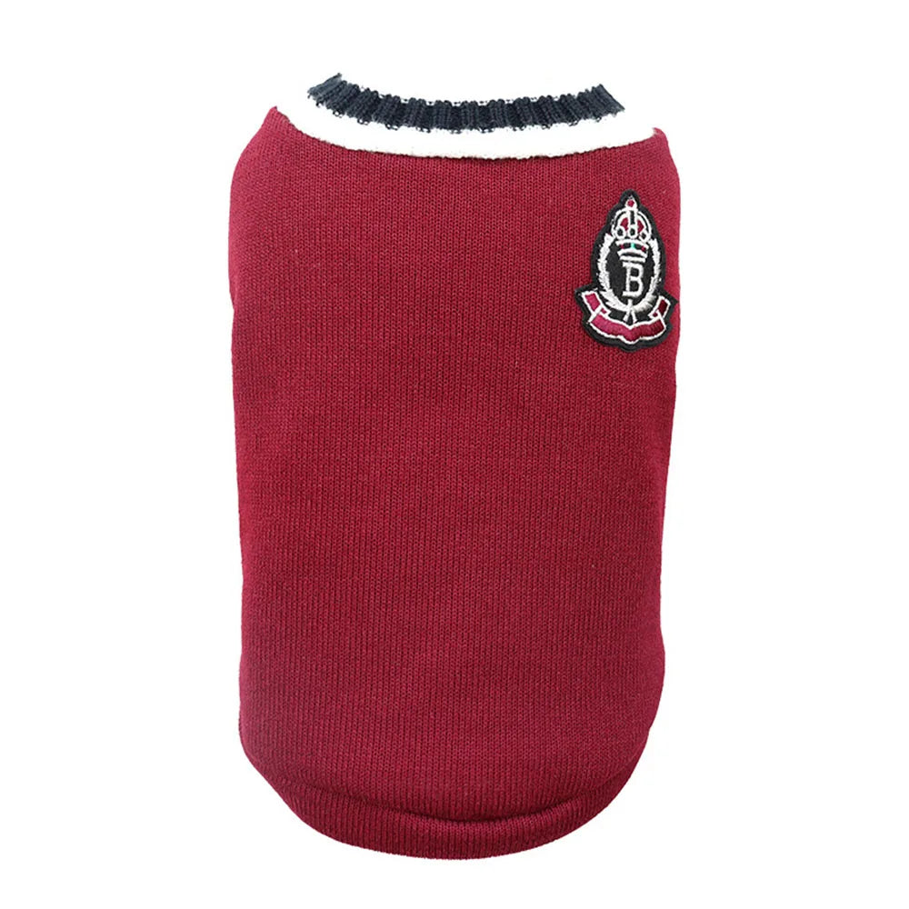 Collegiate Style Pet Sweater Vest - Warm Winter Top for Cats & Small Dogs