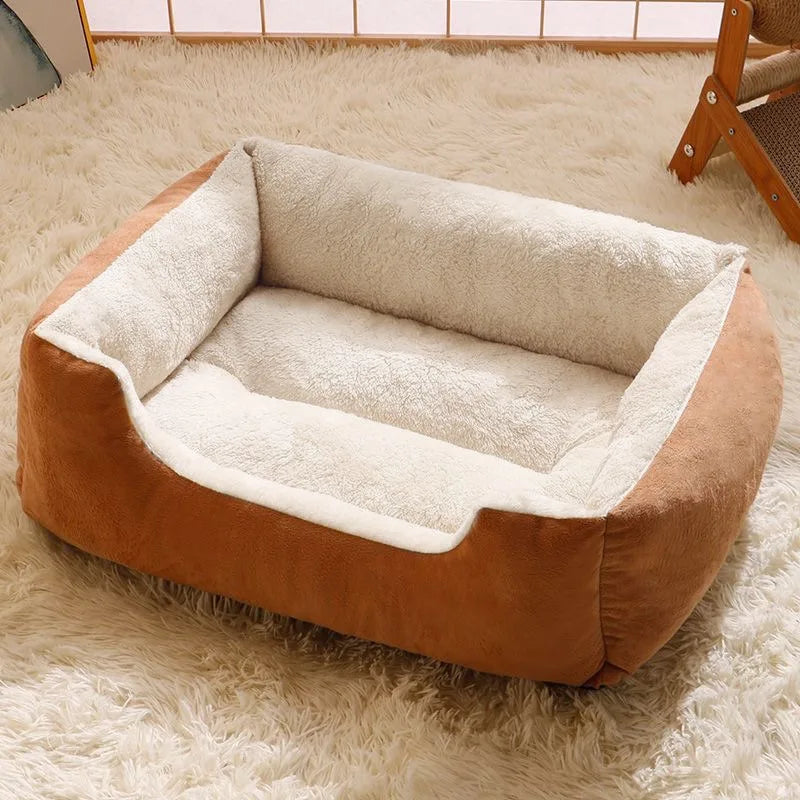 Plush Cat & Dog Basket Bed - Breathable Cushion Nest for Cozy Indoor Lounging
