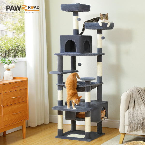 Large Cat Tree Tower - Sisal Scratching Condo for Indoor Cats