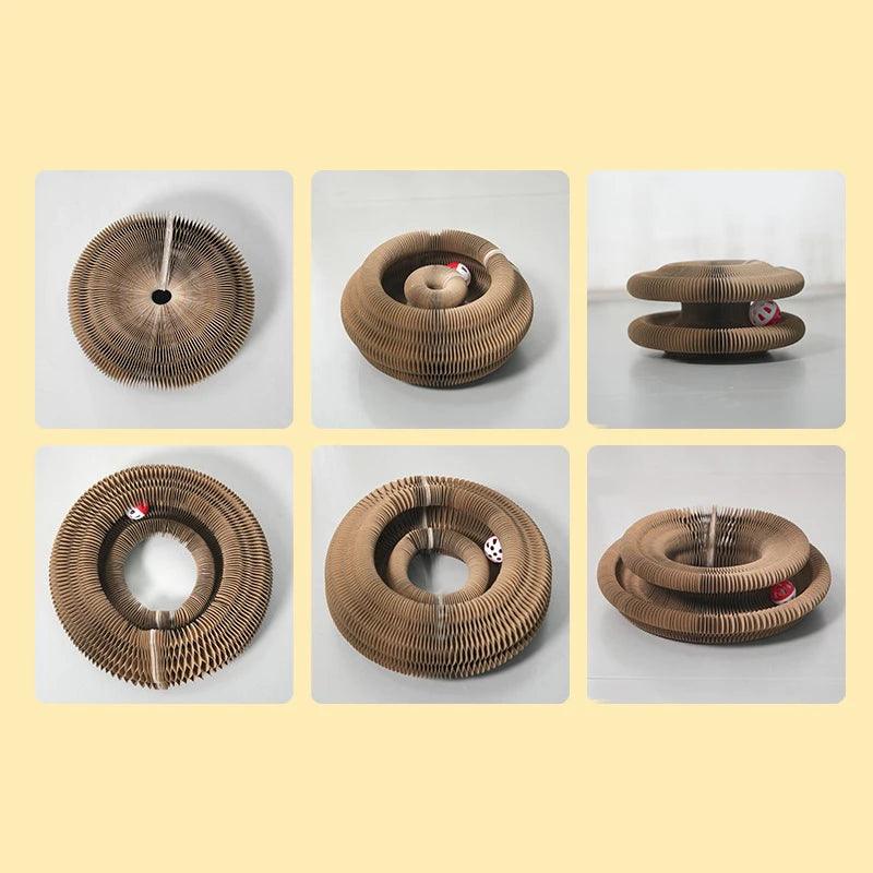 Corrugated Cat Scratcher Board - Interactive Scratch Toy with Ball Track