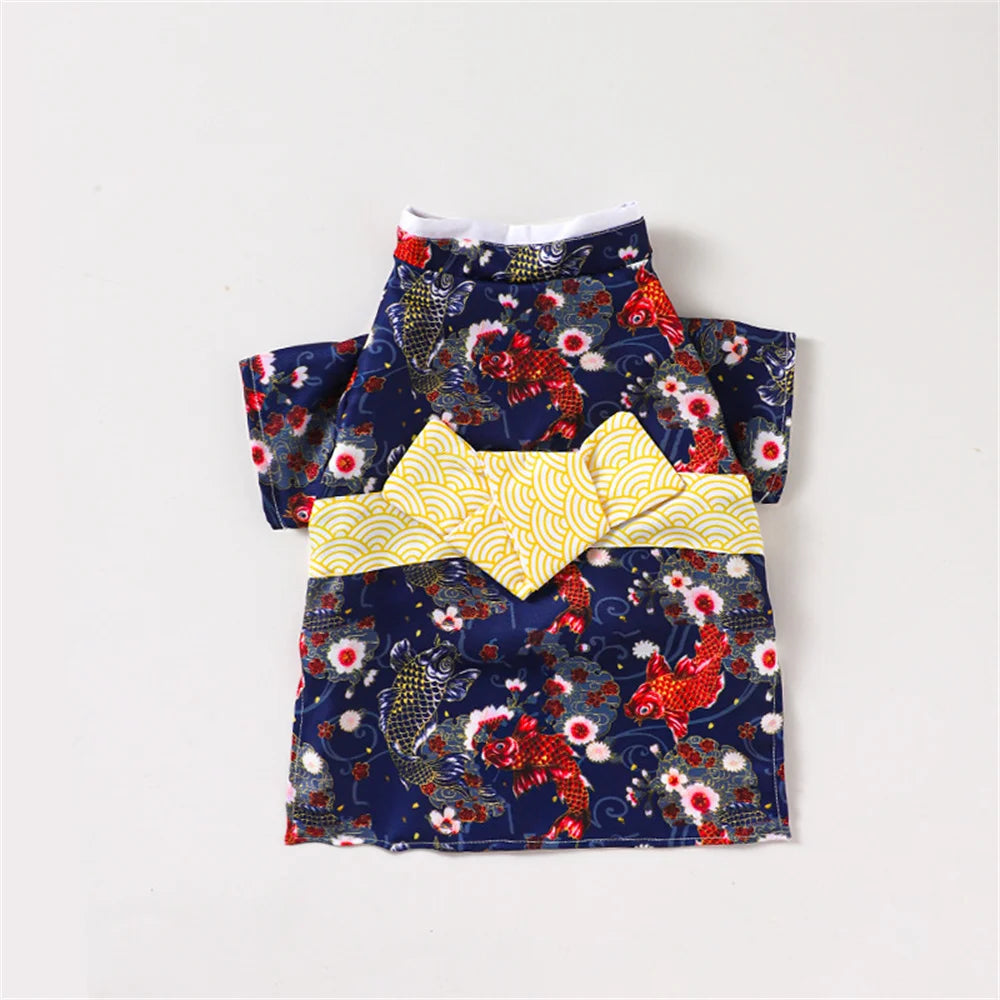 Japanese Style Pet Kimono - Lightweight Summer Outfit for Cats & Small Dogs