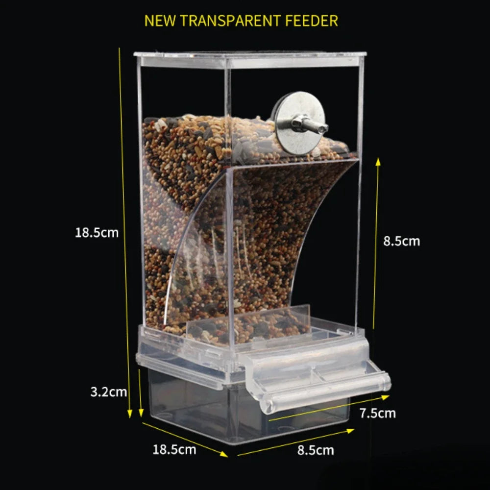 Anti-Splash Bird Feeder Box - Automatic Seed Dispenser for Parakeets