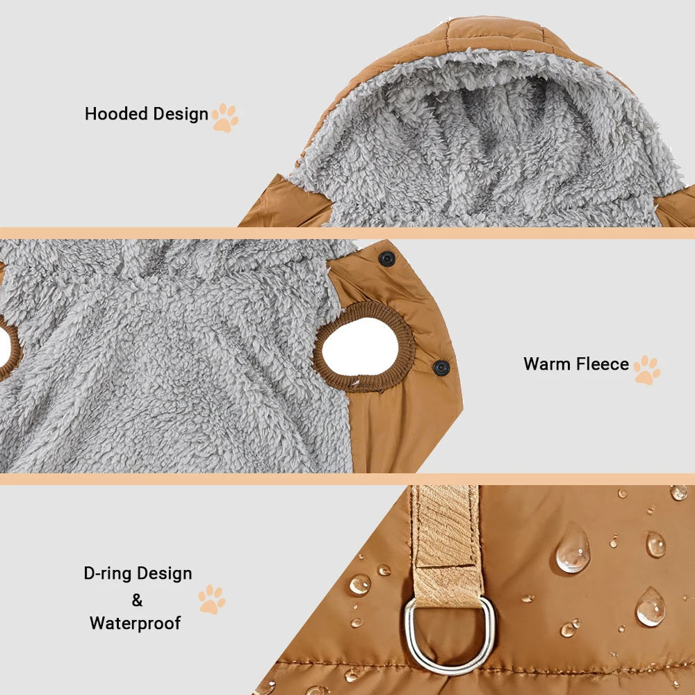 Windproof Pet Hoodie Coat - Warm Fleece Jacket for Cats & Small Dogs