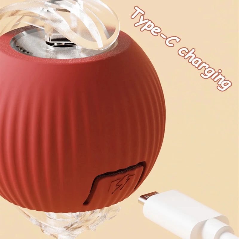 Rechargeable Rolling Cat Ball Toy - Faux Tail Interactive Teaser for Cats