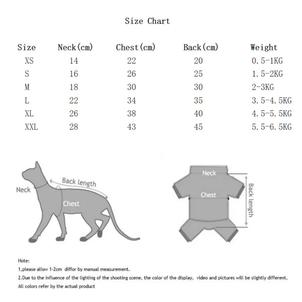 Striped Sphynx Cat Jumpsuit - Soft 4-Legged Loungewear for Hairless Cats