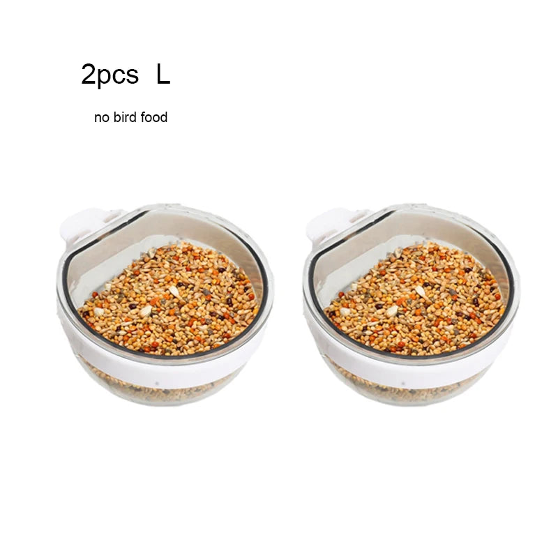 Detachable Transparent Bird Feeding Bowl - Hanging Cup for Parrots and Finches