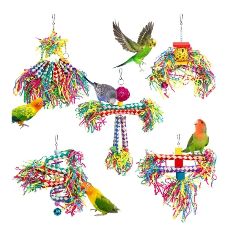 Natural Parrot Chew Toy Set - Colorful Biting Toy for Birds