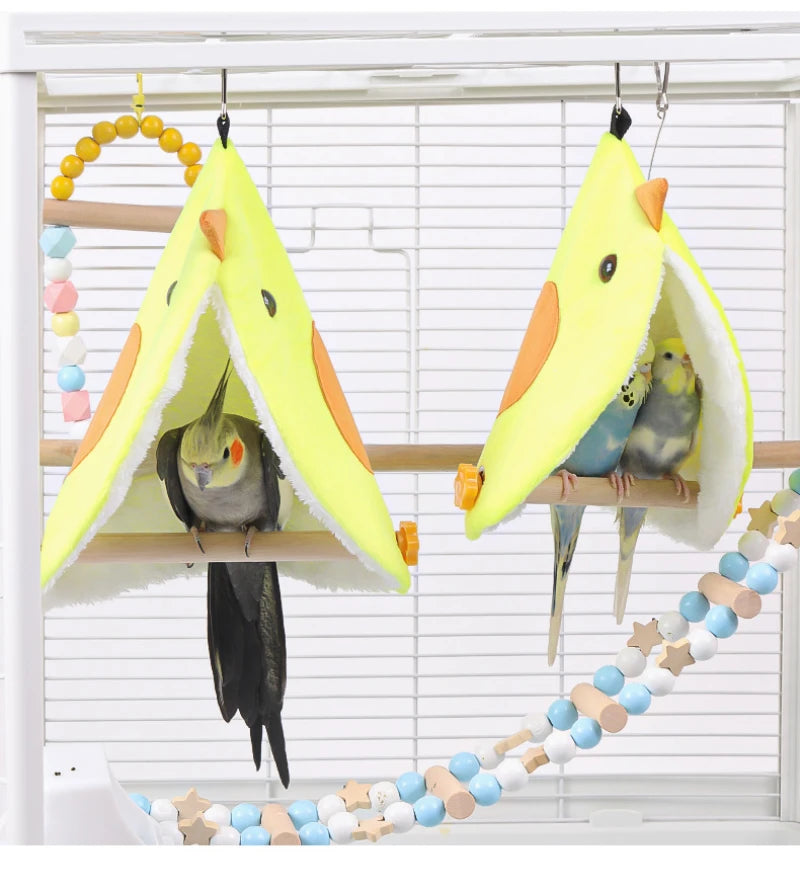 Soft Plush Bird Hammock Bed - Warm Hanging Nest for Parrots and Parakeets