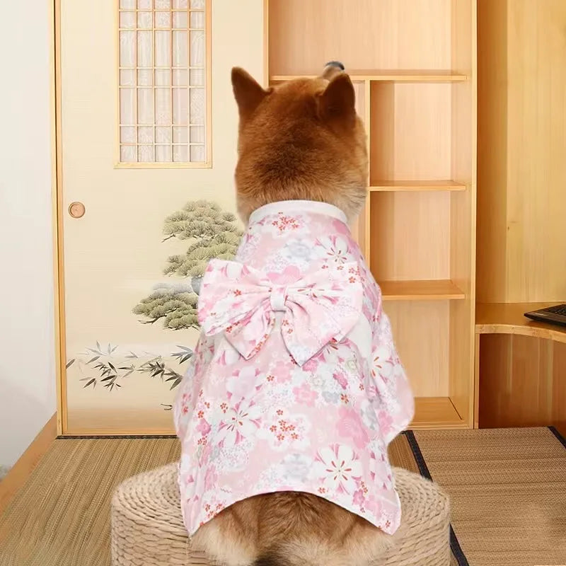 Japanese Style Pet Kimono - Lightweight Summer Outfit for Cats & Small Dogs