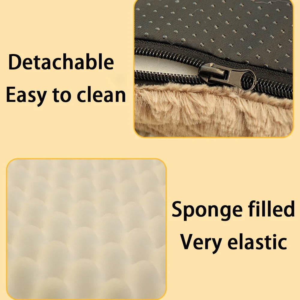 Orthopedic 3D Foam Dog Bed - Waterproof Faux Fur Crate Cushion with Removable Cover