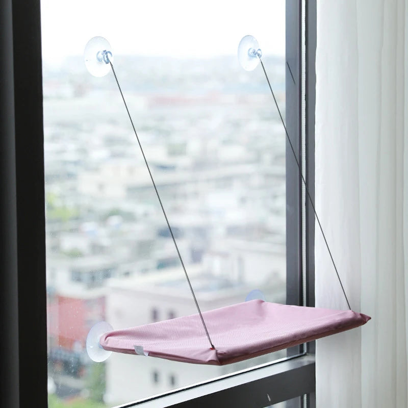 Window Cat Hammock Bed - Washable Suction Shelf Seat for Lounging Cats