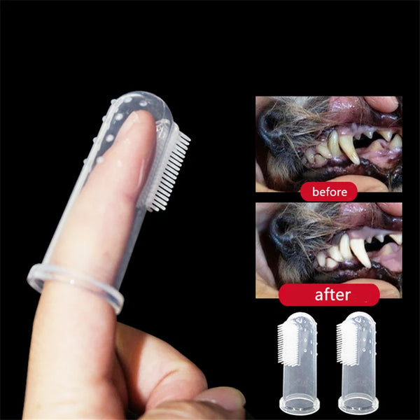 Silicone Pet Finger Toothbrush Set - Soft Dental Cleaning Tool for Dogs & Cats
