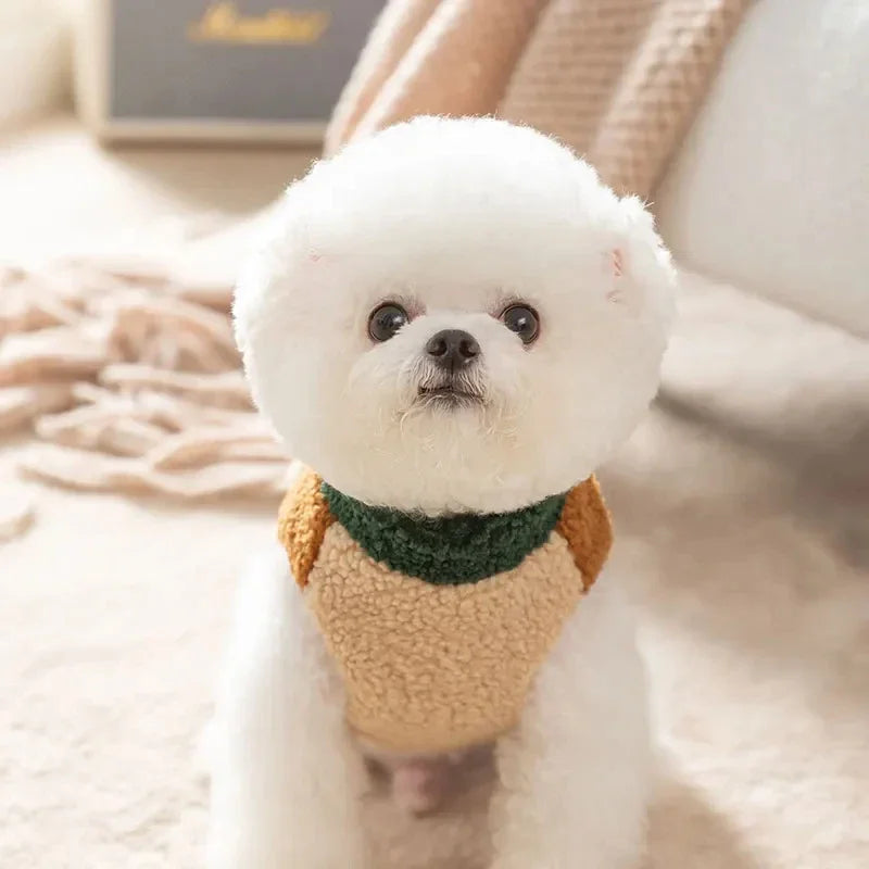 Brown Winter Dog Cardigan Jacket - Soft Two-Legged Pet Coat for Everyday Warmth