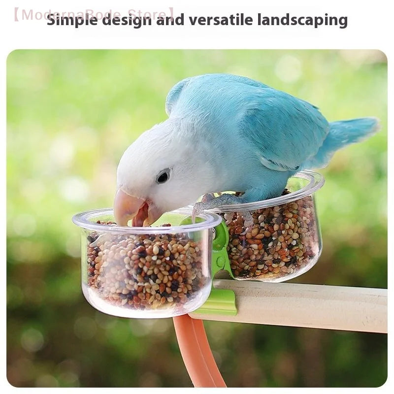 Clip-On Bird Feeder Bowl - Small Food and Water Cup for Parrots