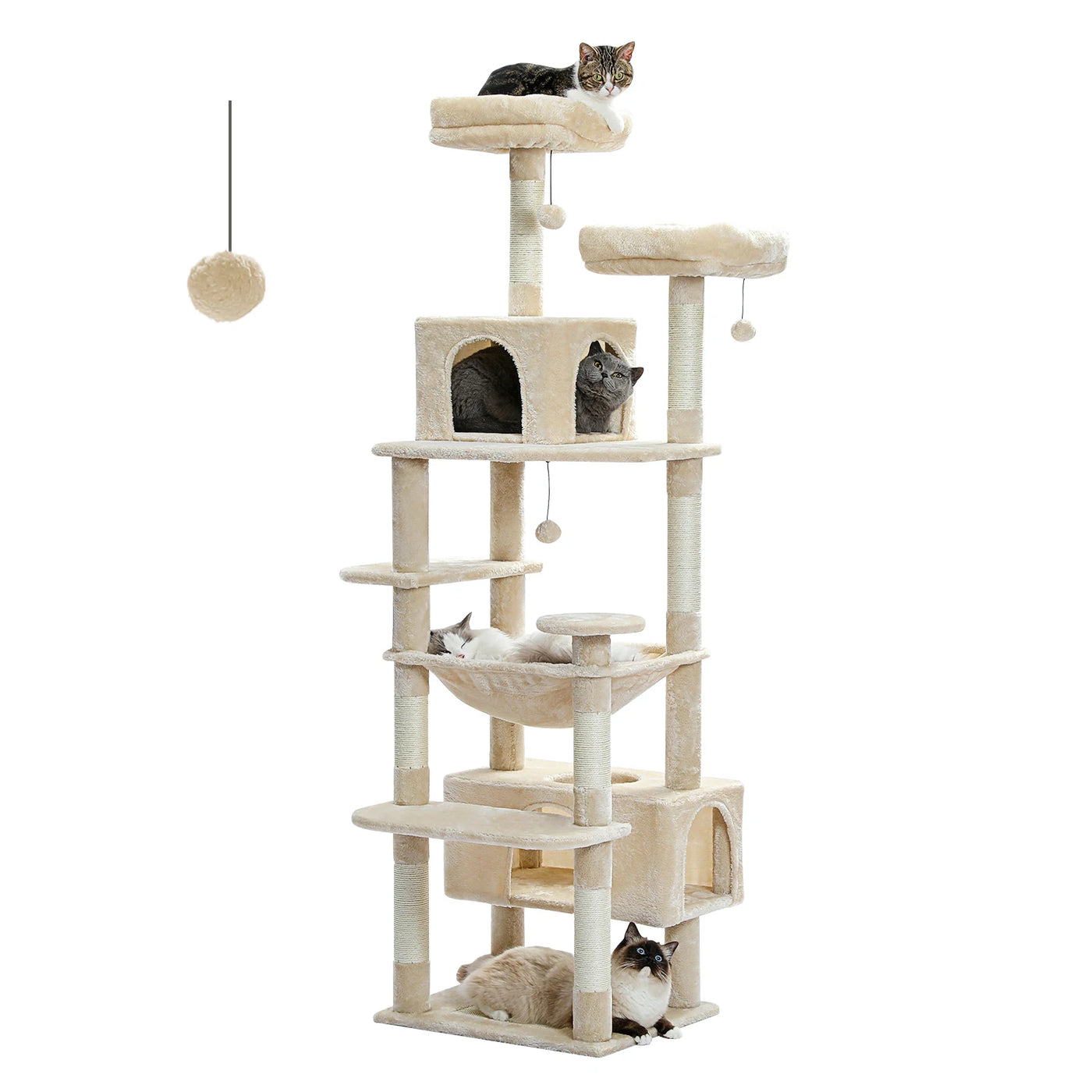 Large Cat Tree Tower - Sisal Scratching Condo for Indoor Cats
