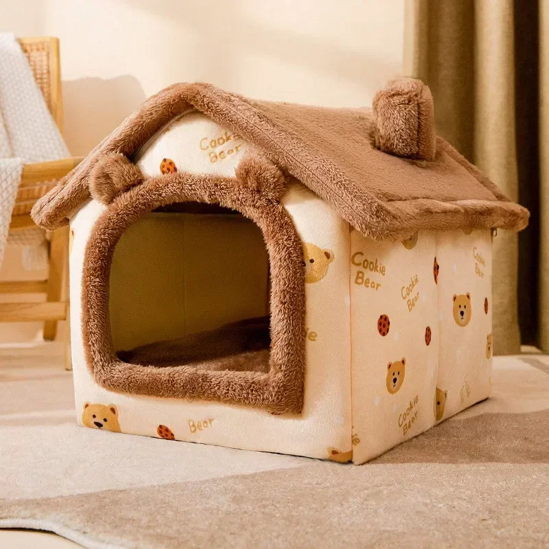 Foldable Pet Cave Bed - Warm House Kennel for Small & Medium Dogs and Cats
