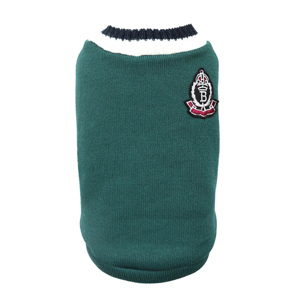 Collegiate Style Pet Sweater Vest - Warm Winter Top for Cats & Small Dogs