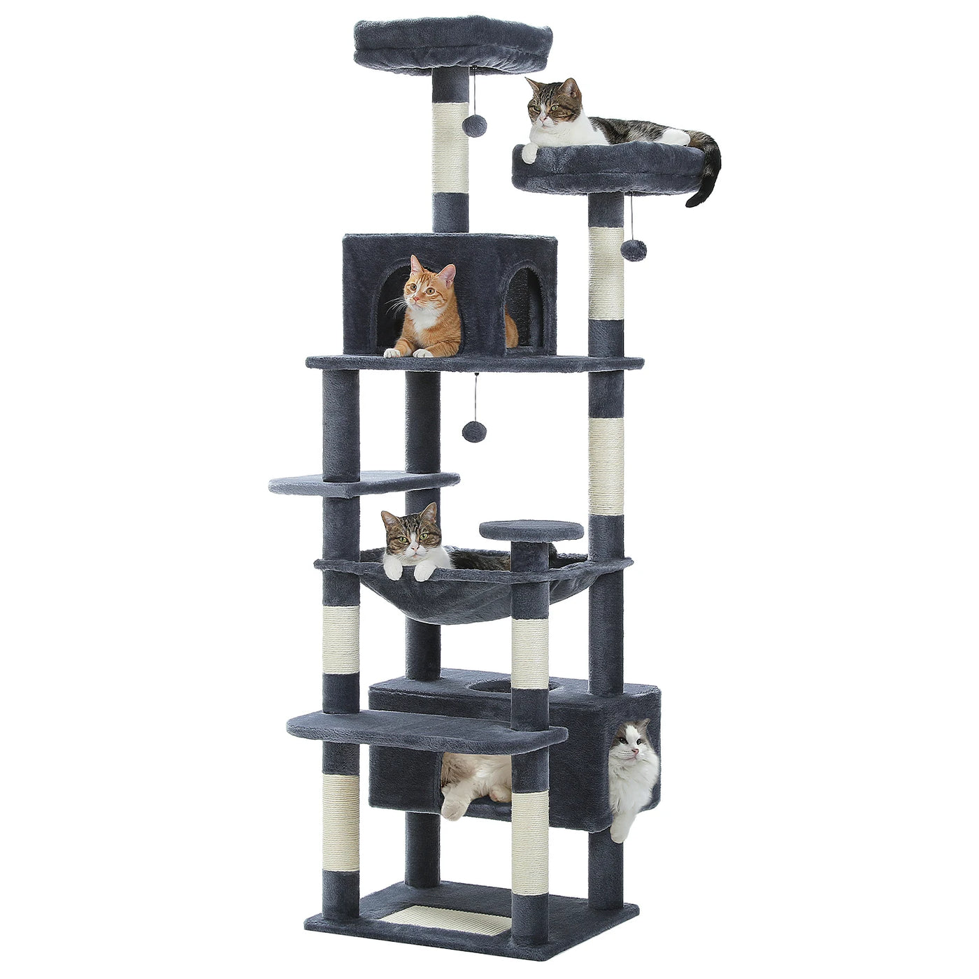 Large Cat Tree Tower - Sisal Scratching Condo for Indoor Cats