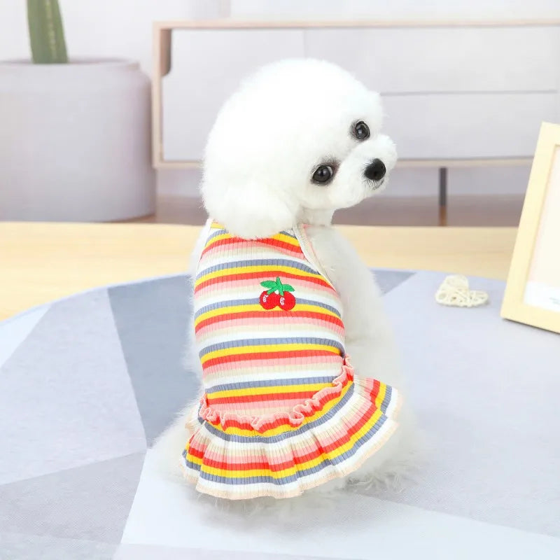 Ruffle Striped Pet Dress - Cute Party Skirt Vest for Dogs & Cats