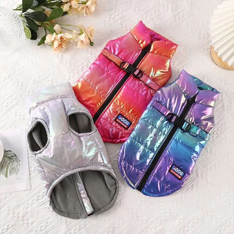 Rainbow Gradient Dog Vest - Warm Winter Coat for Small & Medium Dogs