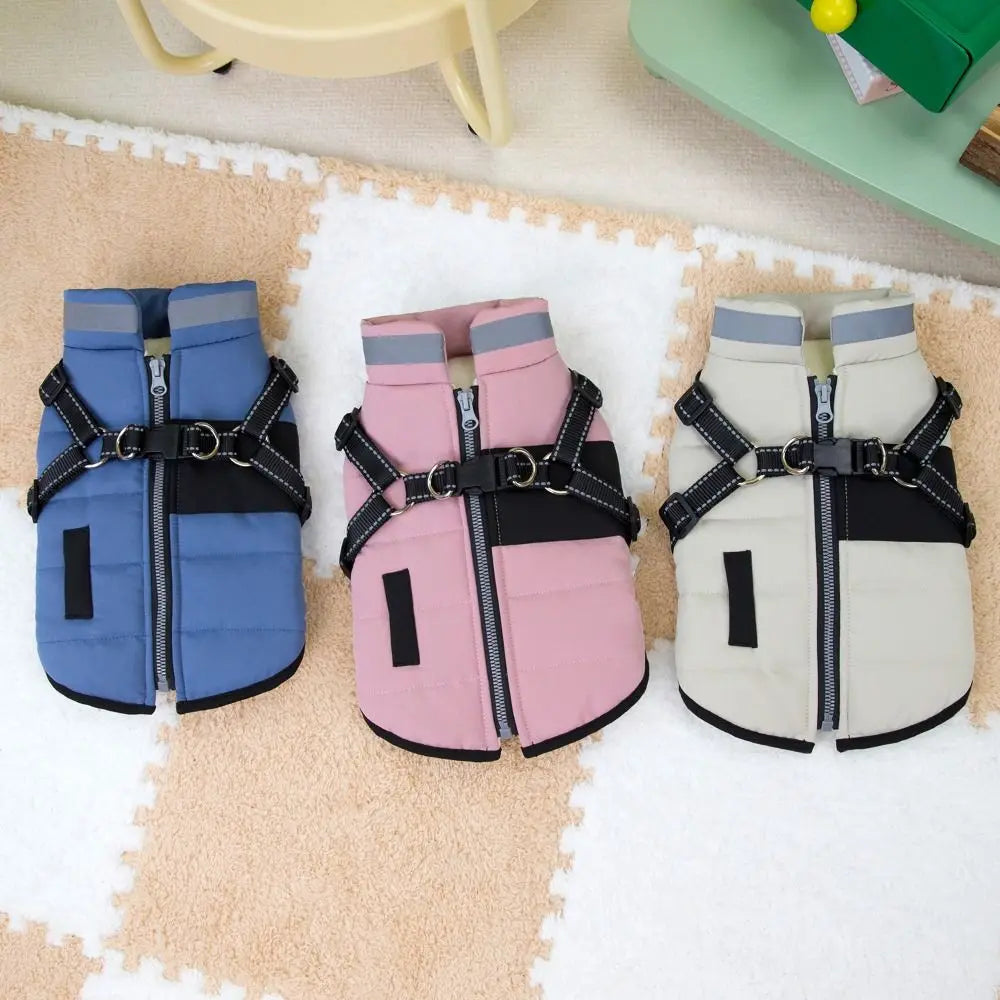 Adjustable Waterproof Dog Jacket - Reflective Padded Coat with Harness Access