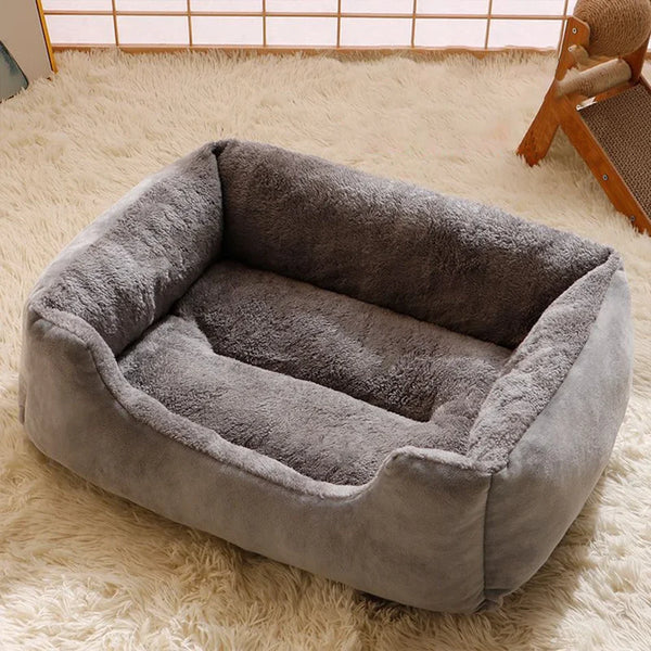 Plush Cat & Dog Basket Bed - Breathable Cushion Nest for Cozy Indoor Lounging