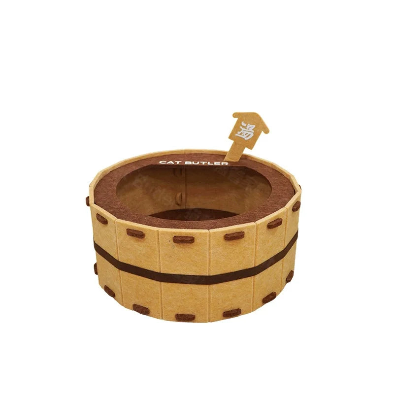 Bathtub Shape Felt Cat Bed - Semi-Enclosed Pet Nest for Sleep & Play