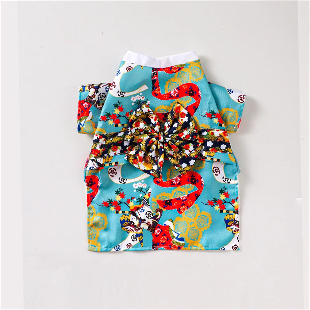 Japanese Style Pet Kimono - Lightweight Summer Outfit for Cats & Small Dogs
