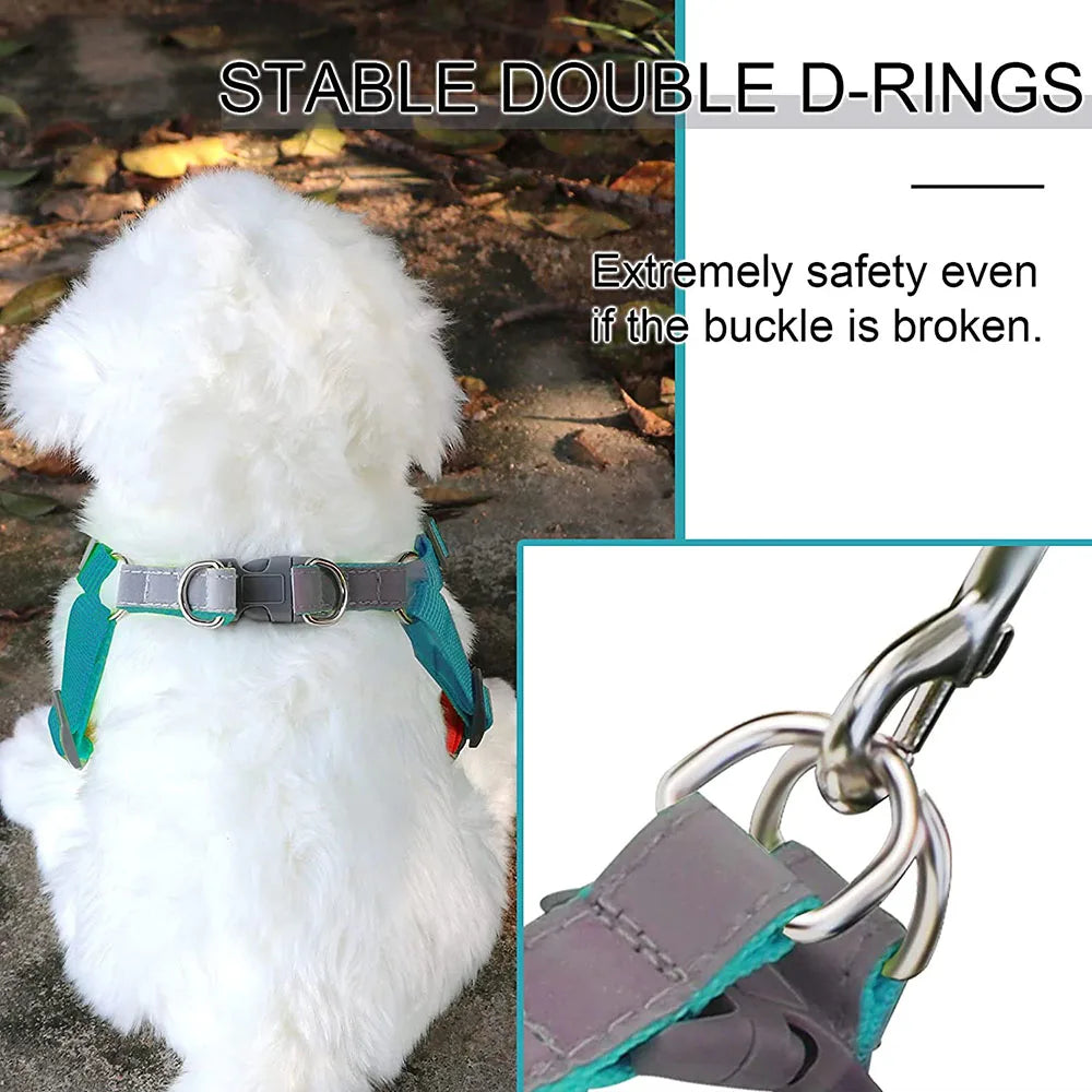Reflective Step-In Dog Harness Set - Soft Adjustable Vest for Puppies & Small Dogs