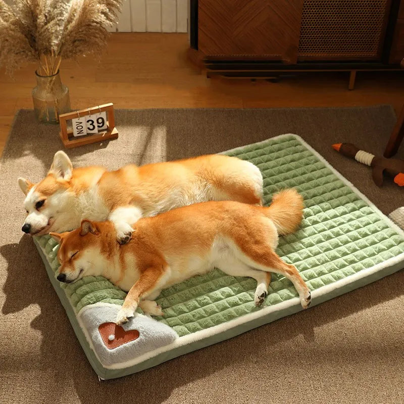 Supportive Pet Bed Mat - Detachable Neck-Support Cushion for Indoor Comfort