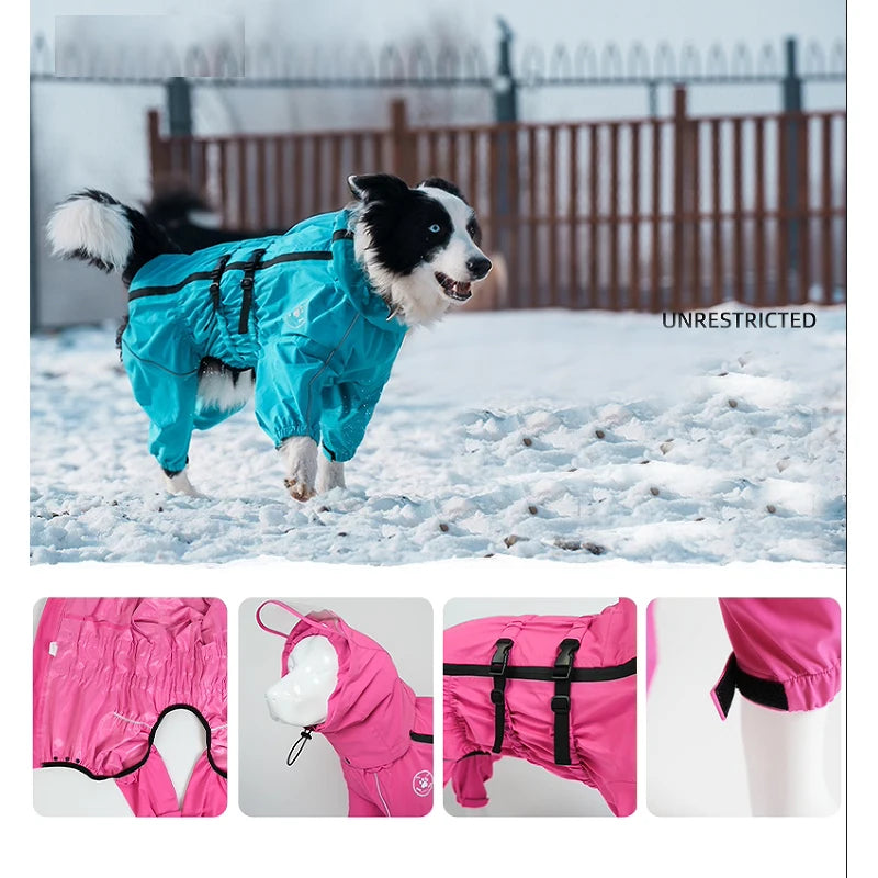 Reflective Waterproof Dog Raincoat - Adjustable Jacket for Autumn & Winter Walks