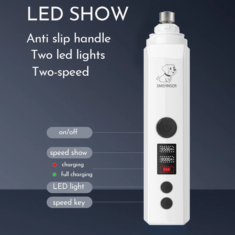 Electric Pet Nail Grinder - Low-Noise Paw Trimmer for Dogs & Cats