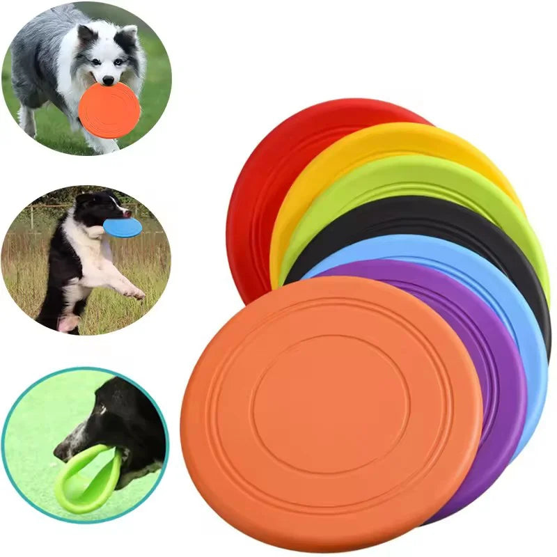 Soft Rubber Dog Frisbee - Tear-Resistant Flying Disc for Fetch & Training