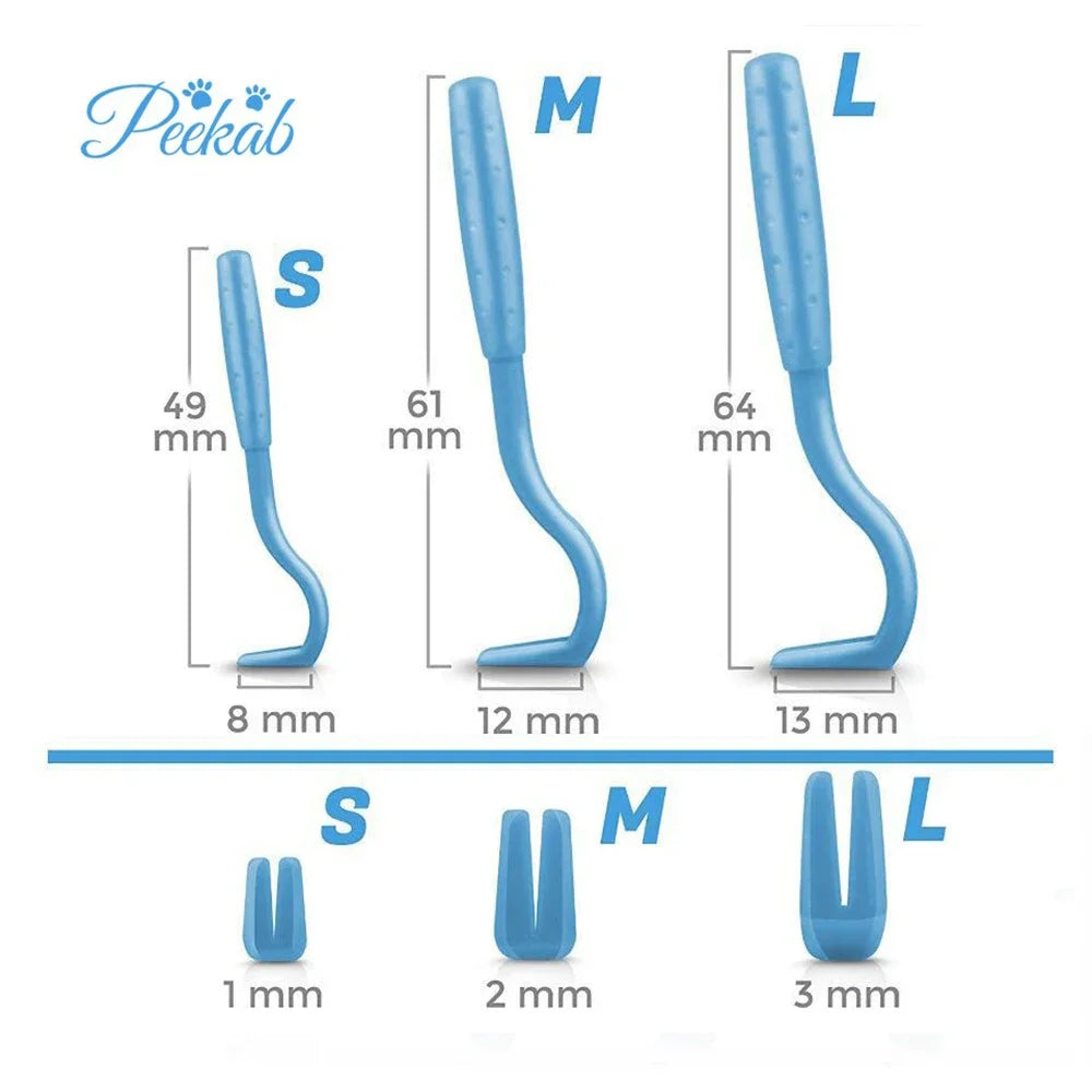 Pet Tick Remover Tool Set - Flea & Tick Removal Hooks for Dogs & Cats