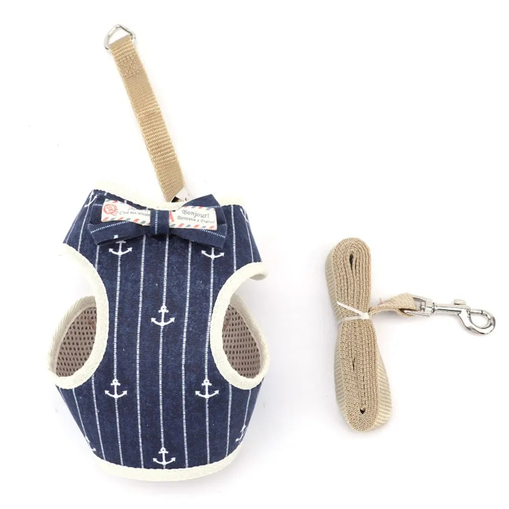 Breathable Mesh Pet Harness Set - Adjustable Leash Vest for Small Dogs & Cats