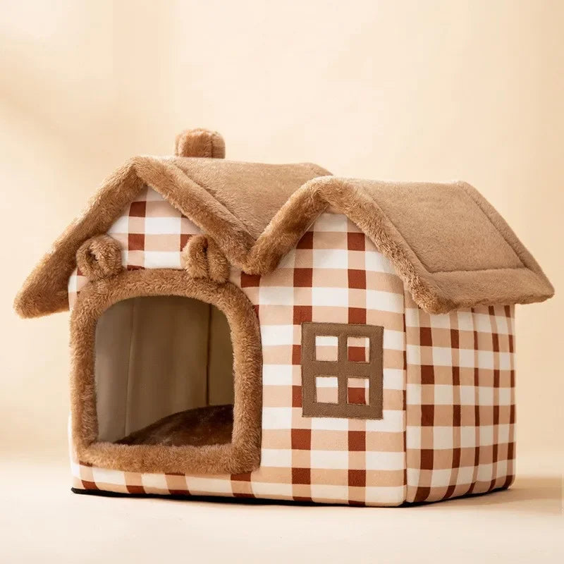 Foldable Cat Cave Bed - Soft Warm Sleeping House for Cats & Small Dogs