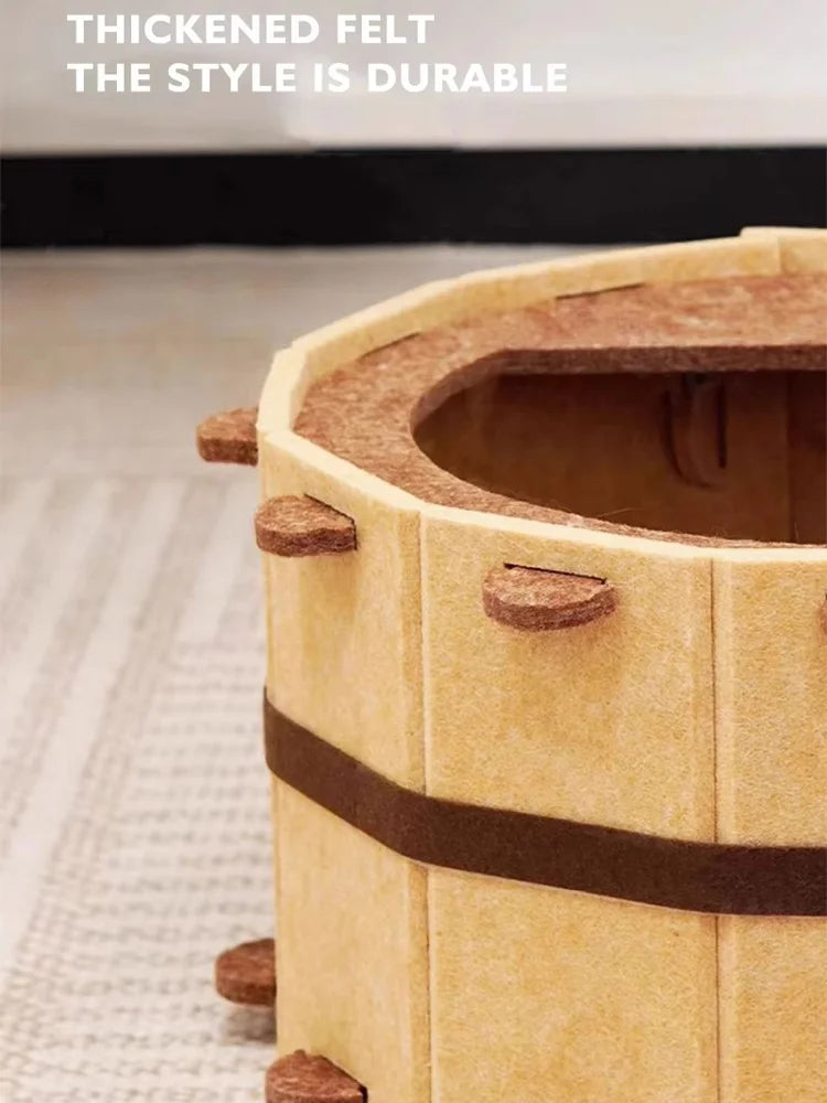 Bathtub Shape Felt Cat Bed - Semi-Enclosed Pet Nest for Sleep & Play
