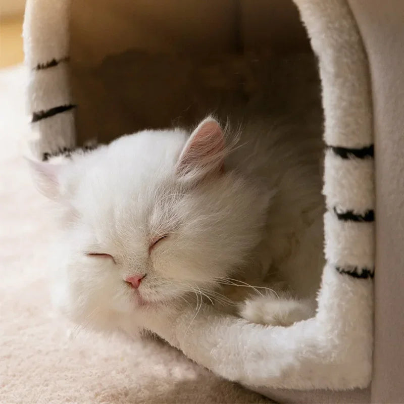 Foldable Cat Cave Bed - Soft Warm Sleeping House for Cats & Small Dogs