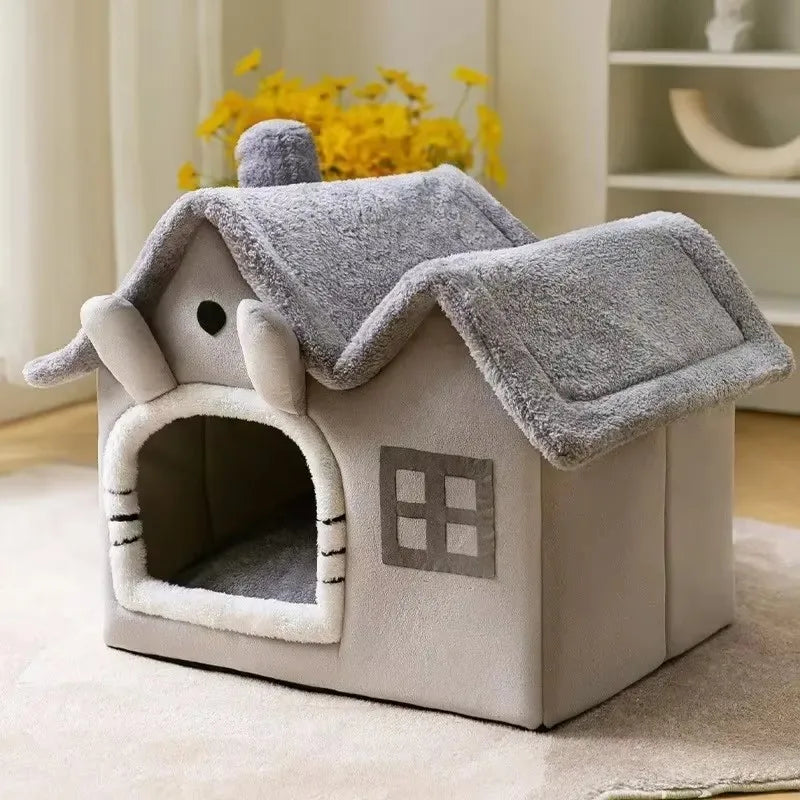 Foldable Pet Cave Bed - Warm House Kennel for Small & Medium Dogs and Cats
