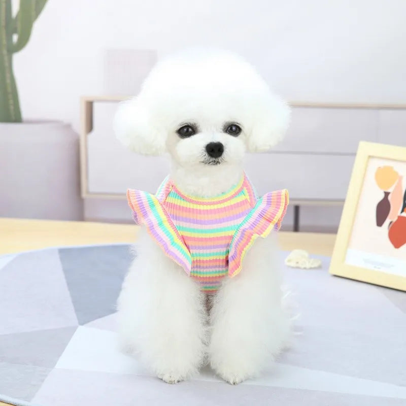 Ruffle Striped Pet Dress - Cute Party Skirt Vest for Dogs & Cats